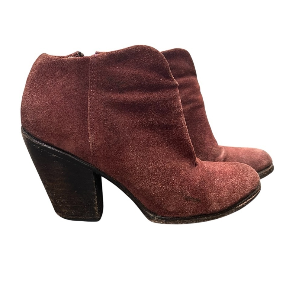 FREEBIRD Detroit Suede Leather Boots Booties Maroon Burgundy Brown Size 8 - Picture 2 of 14